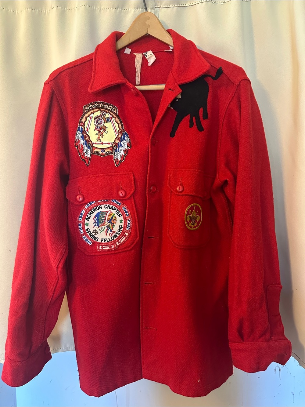 Vintage Boy Scout patched wool shirt jacket